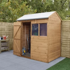 Forest Garden Delamere Range 6x4 Ft Reverse Apex Shiplap Wooden 2 Windows Shed With Floor -Garden Shop forest garden delamere range 6x4 ft reverse apex shiplap wooden 2 windows shed with floor5013053182697 01i