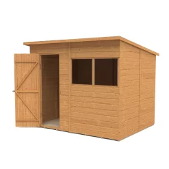 Forest Garden Delamere Range 8x6 Ft Pent Shiplap Wooden 2 Windows Shed With Floor