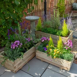 Forest Garden Durham Wooden Rectangular Planter, Pack Of 3 -Garden Shop forest garden durham wooden rectangular planter pack of 35013053154526 01i bq