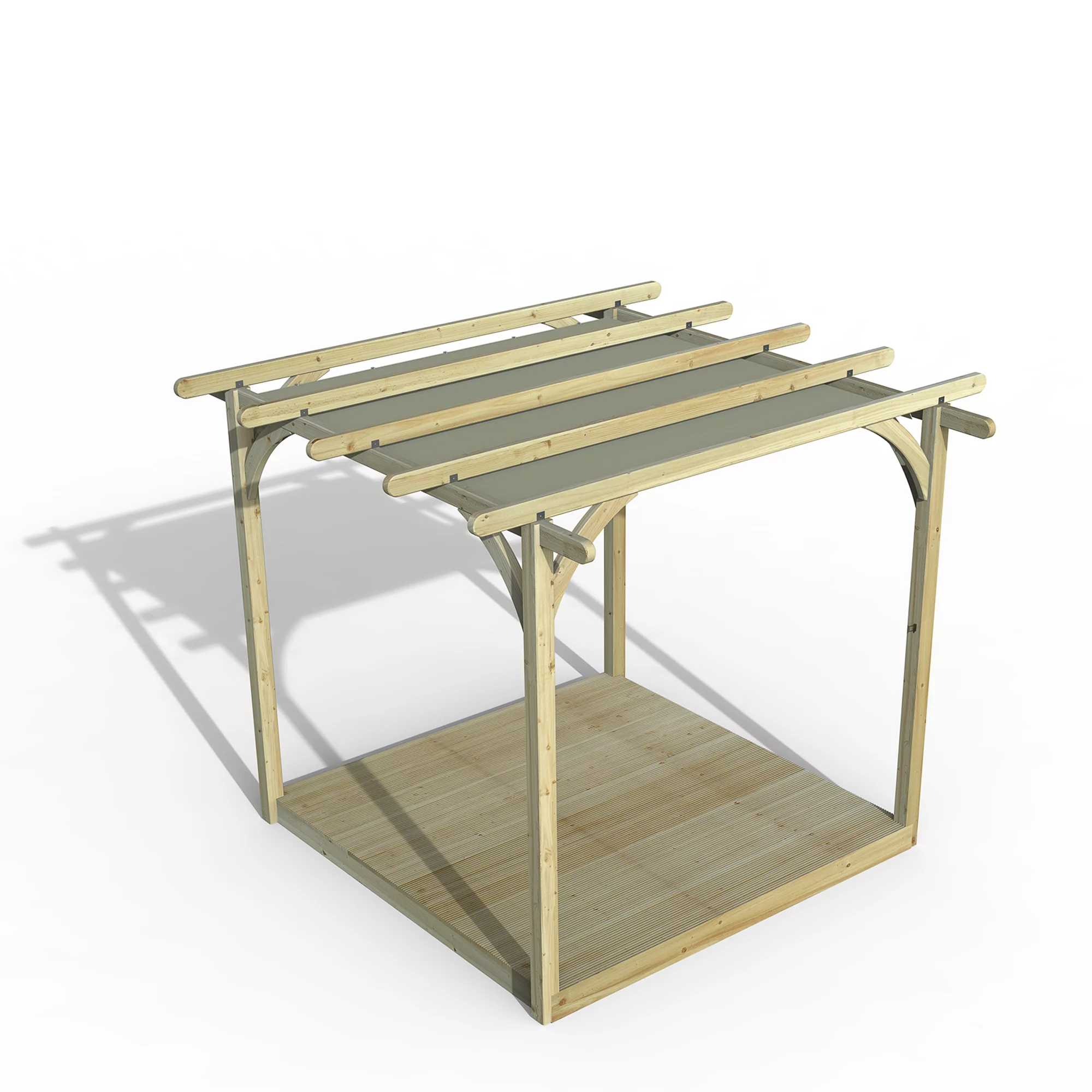 Forest Garden Grey Pergola & Decking Kit, X4 Post (H) 2.5m X (W) 5.2m - Canopy Included 1 Forest Garden Grey Pergola & Decking Kit, X4 Post (H) 2.5m X (W) 5.2m - Canopy Included
