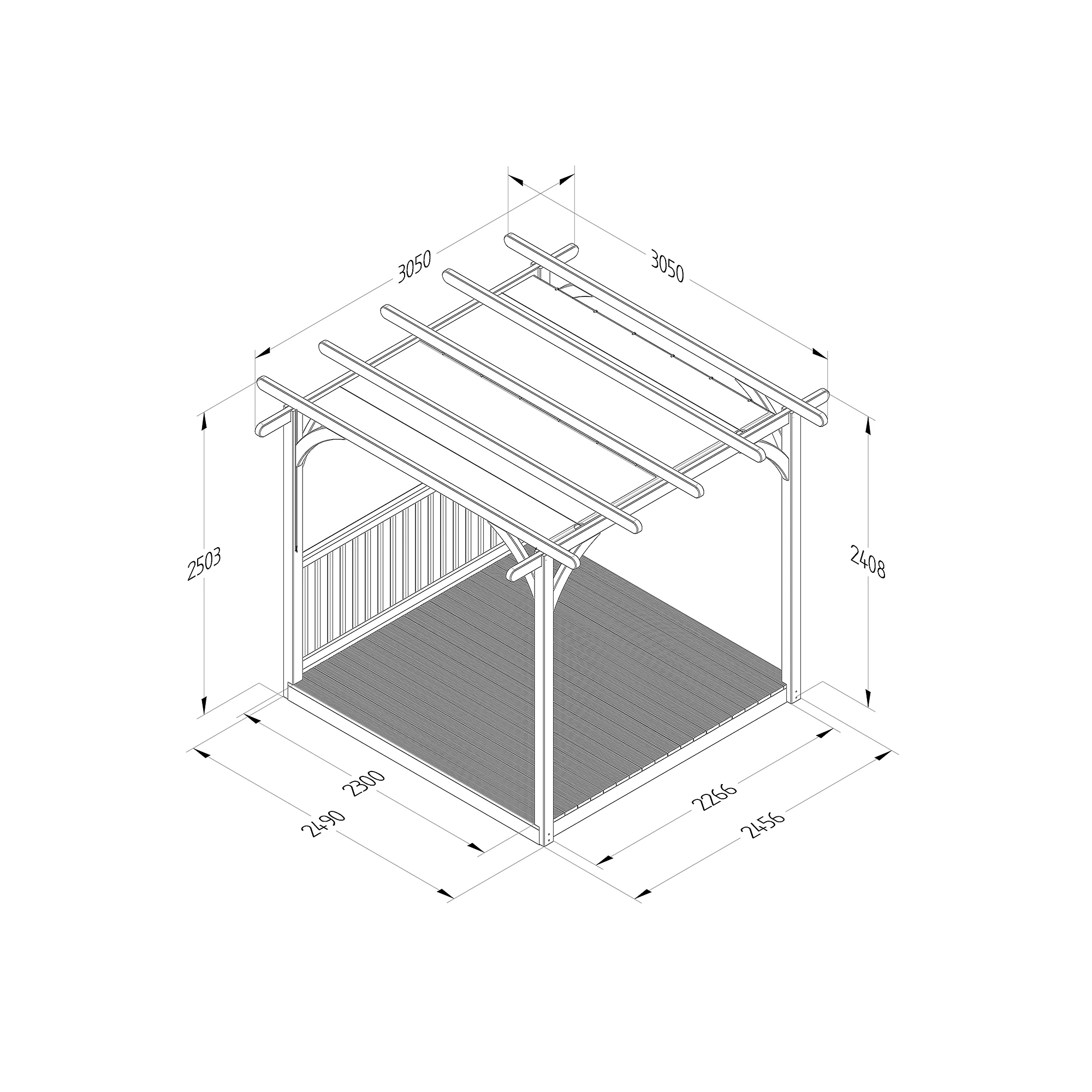 Forest Garden Grey Pergola & Decking Kit, X4 Post X1 Balustrade (H) 2.5m X (W) 5.2m - Canopy Included 2 Forest Garden Grey Pergola & Decking Kit, X4 Post X1 Balustrade (H) 2.5m X (W) 5.2m - Canopy Included - Image 2