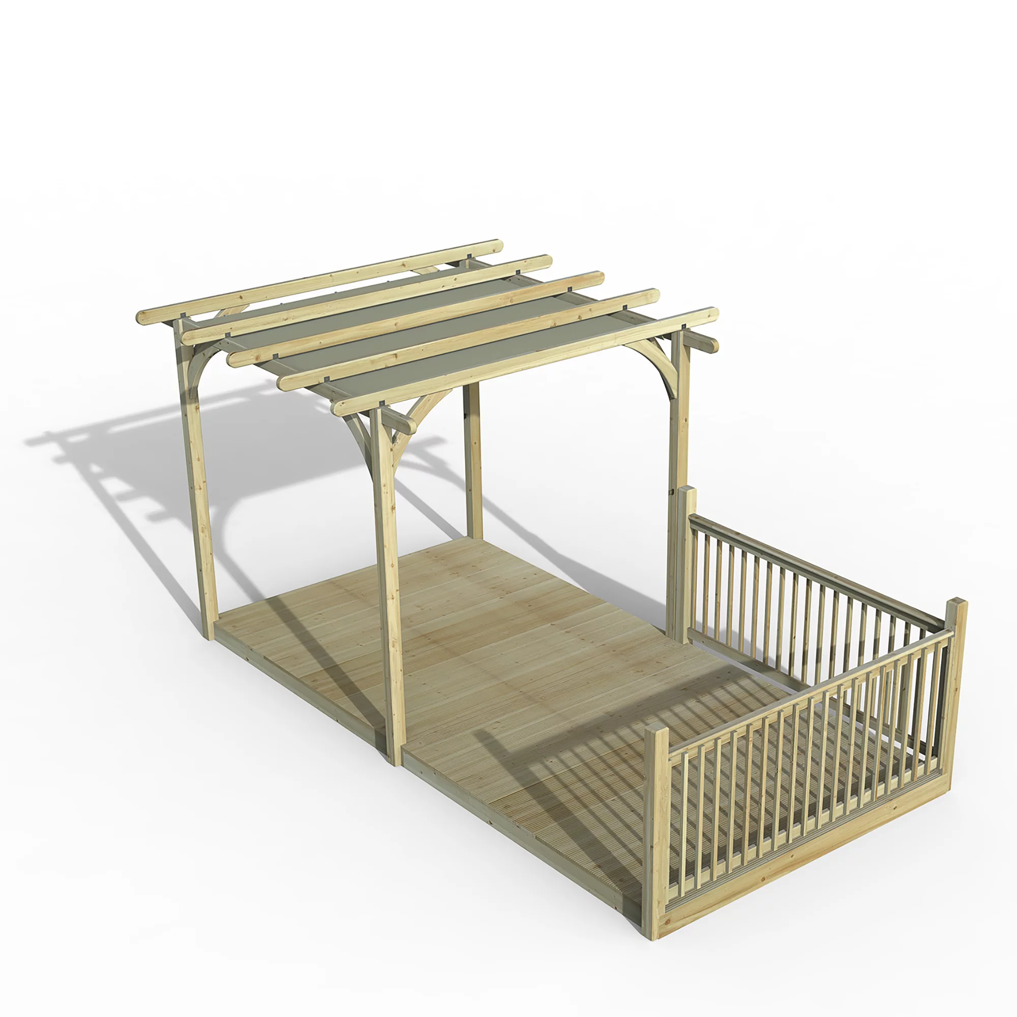 Forest Garden Grey Pergola & Decking Kit, X4 Post X2 Balustrade (H) 2.5m X (W) 5.2m - Canopy Included 1 Forest Garden Grey Pergola & Decking Kit, X4 Post X2 Balustrade (H) 2.5m X (W) 5.2m - Canopy Included
