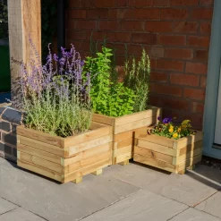 Forest Garden Kendal Wooden Rectangular Planter, Pack Of 3 -Garden Shop forest garden kendal wooden rectangular planter pack of 35013053154519 01i bq