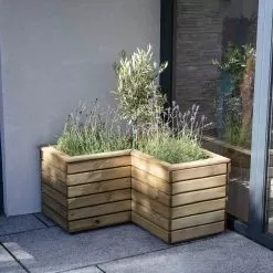 Forest Garden Linear Corner Natural Timber Wooden Rectangular Planter -Garden Shop forest garden linear corner natural timber wooden rectangular planter5013053184981 01i bq