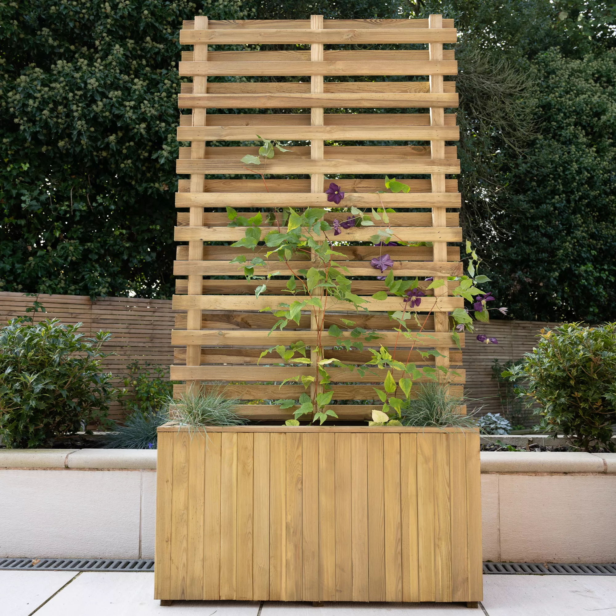 Forest Garden Living Screen Natural Timber Rectangular Planter (H) 180cm X (W) 90cm 2 Forest Garden Living Screen Natural Timber Rectangular Planter (H) 180cm X (W) 90cm - Image 2