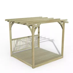 Forest Garden Natural Pergola & Decking Kit, X4 Post X1 Balustrade (H) 2.5m X (W) 5.2m