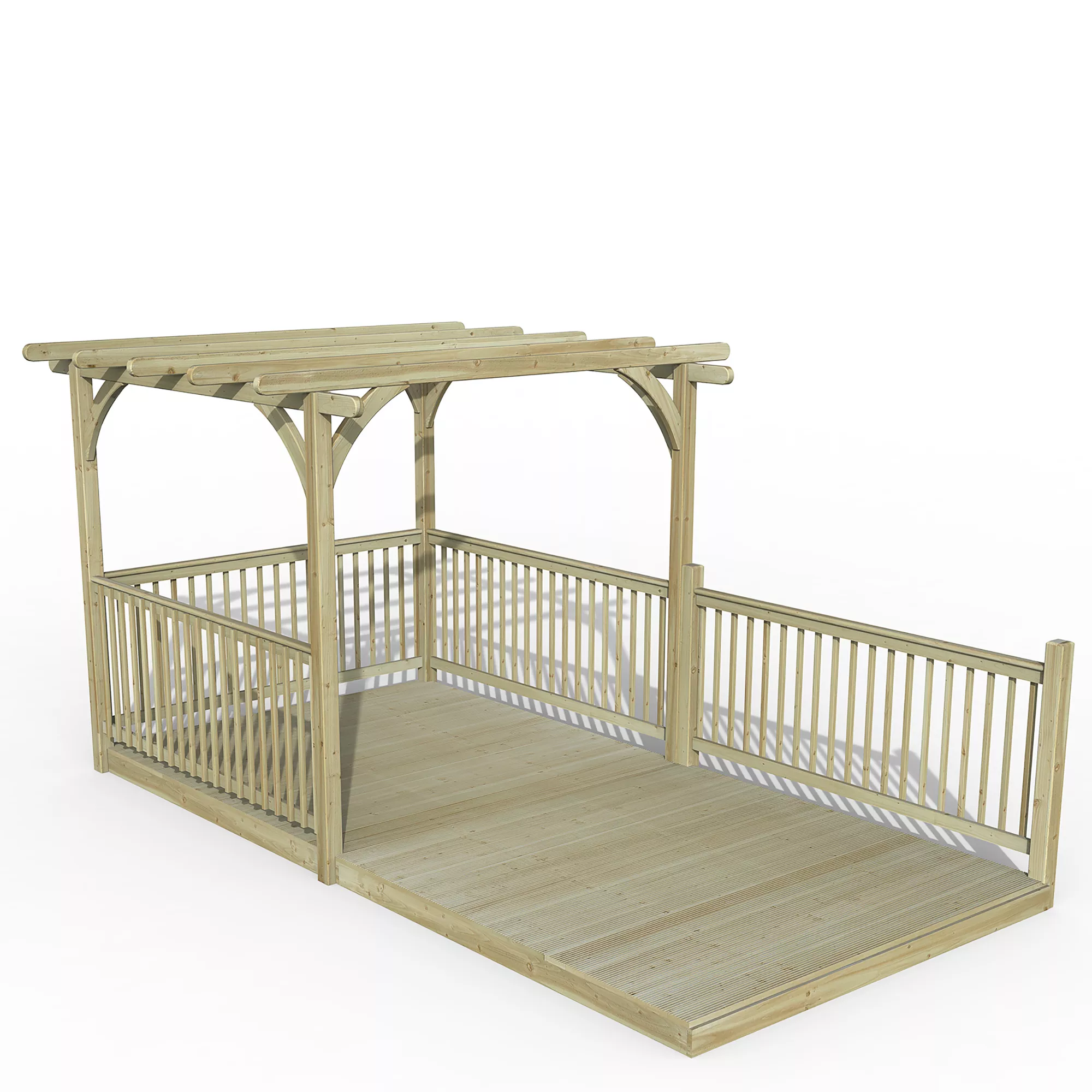 Forest Garden Natural Pergola & Decking Kit, X4 Post X4 Balustrade (H) 2.5m X (W) 5.2m 1 Forest Garden Natural Pergola & Decking Kit, X4 Post X4 Balustrade (H) 2.5m X (W) 5.2m