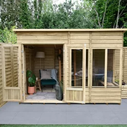 Forest Garden Oakley 10x6 Pent Overlap Solid Wood Summer House With Double Door - Assembly Service Included -Garden Shop forest garden oakley 10x6 pent overlap solid wood summer house with double door assembly service included5013053188682 03i bq