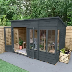 Forest Garden Oakley 10x6 Pent Overlap Solid Wood Summer House With Double Door -Garden Shop forest garden oakley 10x6 pent overlap solid wood summer house with double door5013053188682 02i bq