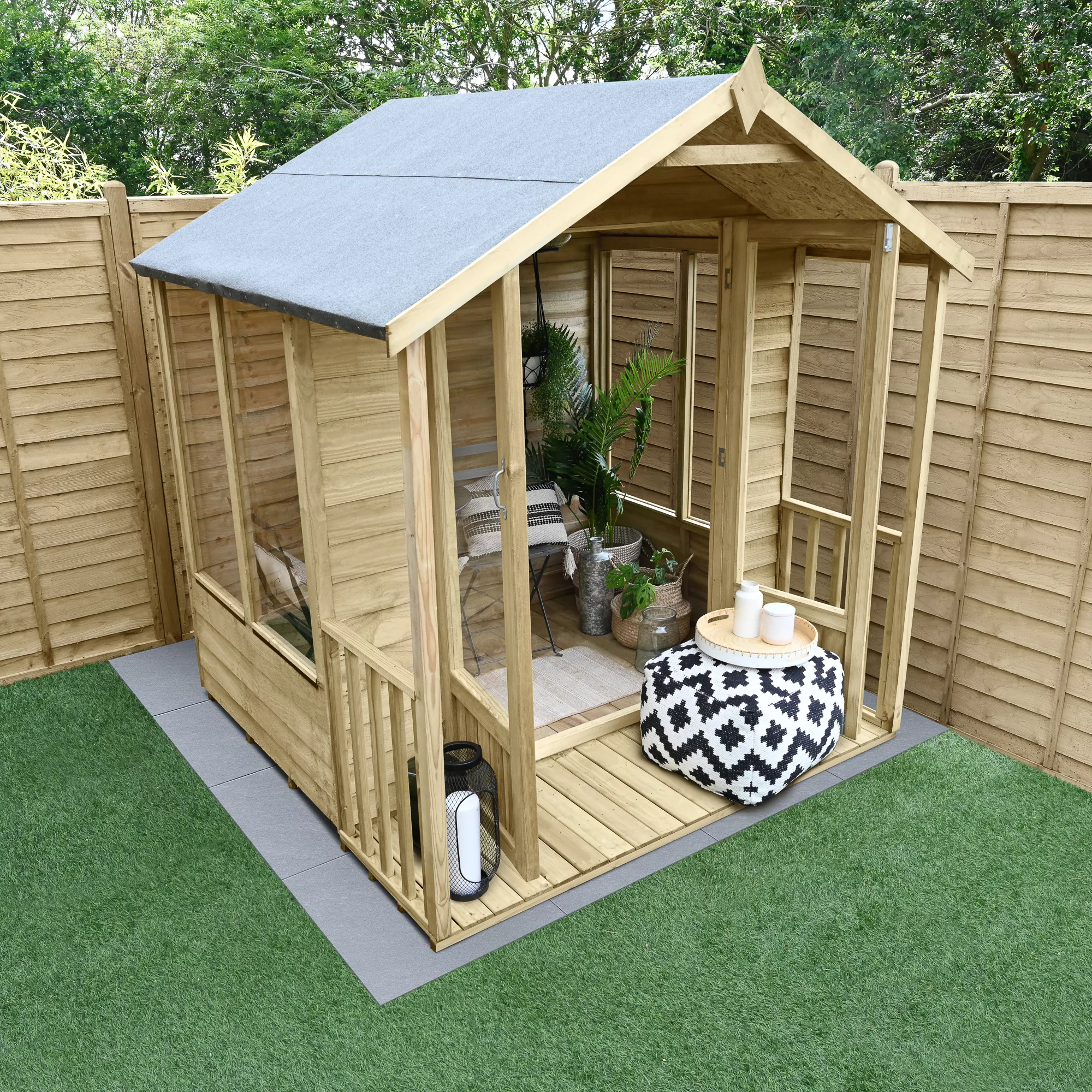 Forest Garden Oakley 6x6 Apex Overlap Solid Wood Summer House With Double Door (Base Included) 5 Forest Garden Oakley 6x6 Apex Overlap Solid Wood Summer House With Double Door (Base Included) - Image 5