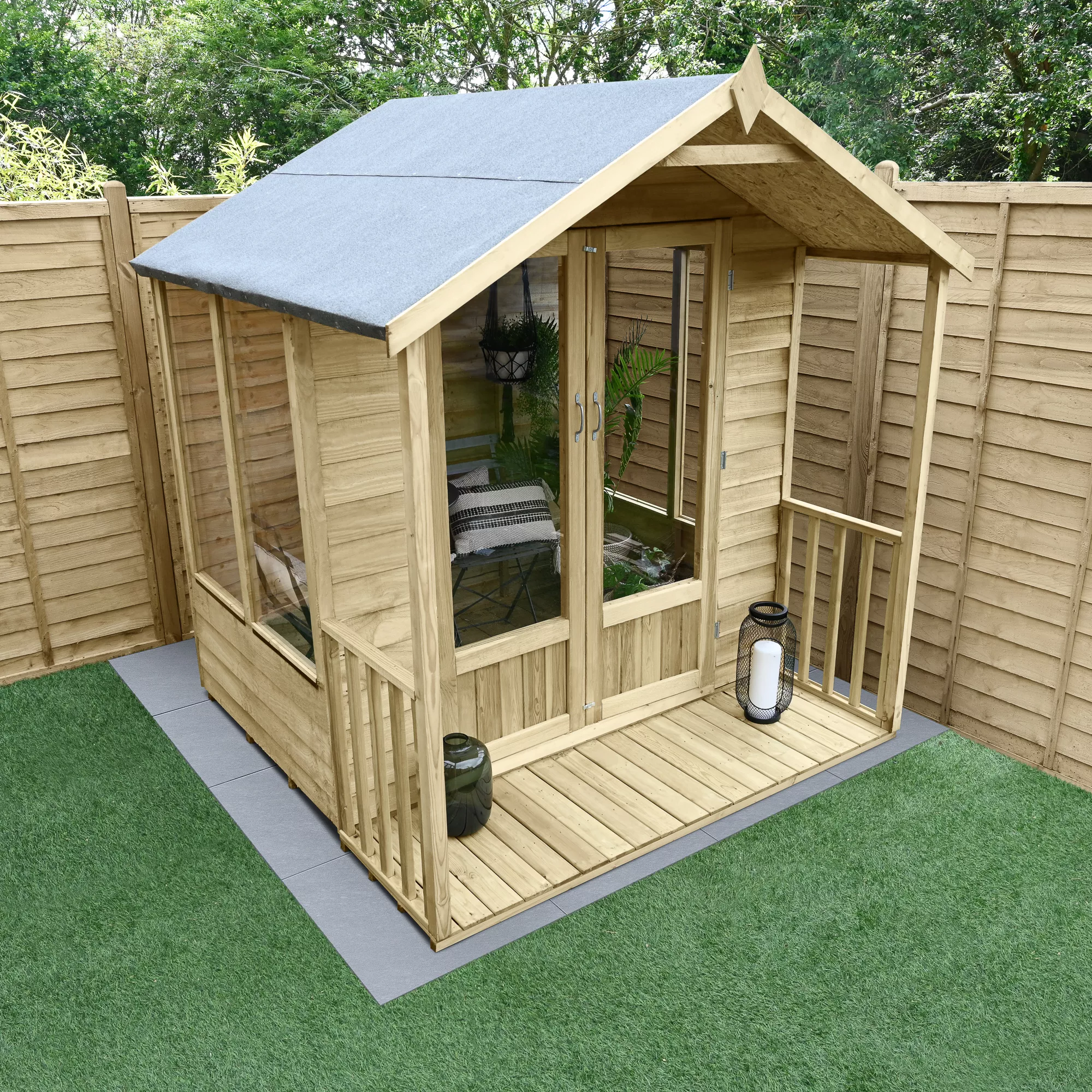 Forest Garden Oakley 6x6 Apex Overlap Solid Wood Summer House With Double Door (Base Included) 1 Forest Garden Oakley 6x6 Apex Overlap Solid Wood Summer House With Double Door (Base Included)