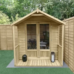 Forest Garden Oakley 6x6 Apex Overlap Solid Wood Summer House With Double Door