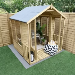 Forest Garden Oakley 6x6 Apex Overlap Solid Wood Summer House With Double Door -Garden Shop forest garden oakley 6x6 apex overlap solid wood summer house with double door5013053188484 03i bq