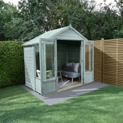 Forest Garden Oakley 7x5 Apex Overlap Solid Wood Summer House With Double Door - Assembly Service Included -Garden Shop forest garden oakley 7x5 apex overlap solid wood summer house with double door assembly service included5013053188477 02i bq