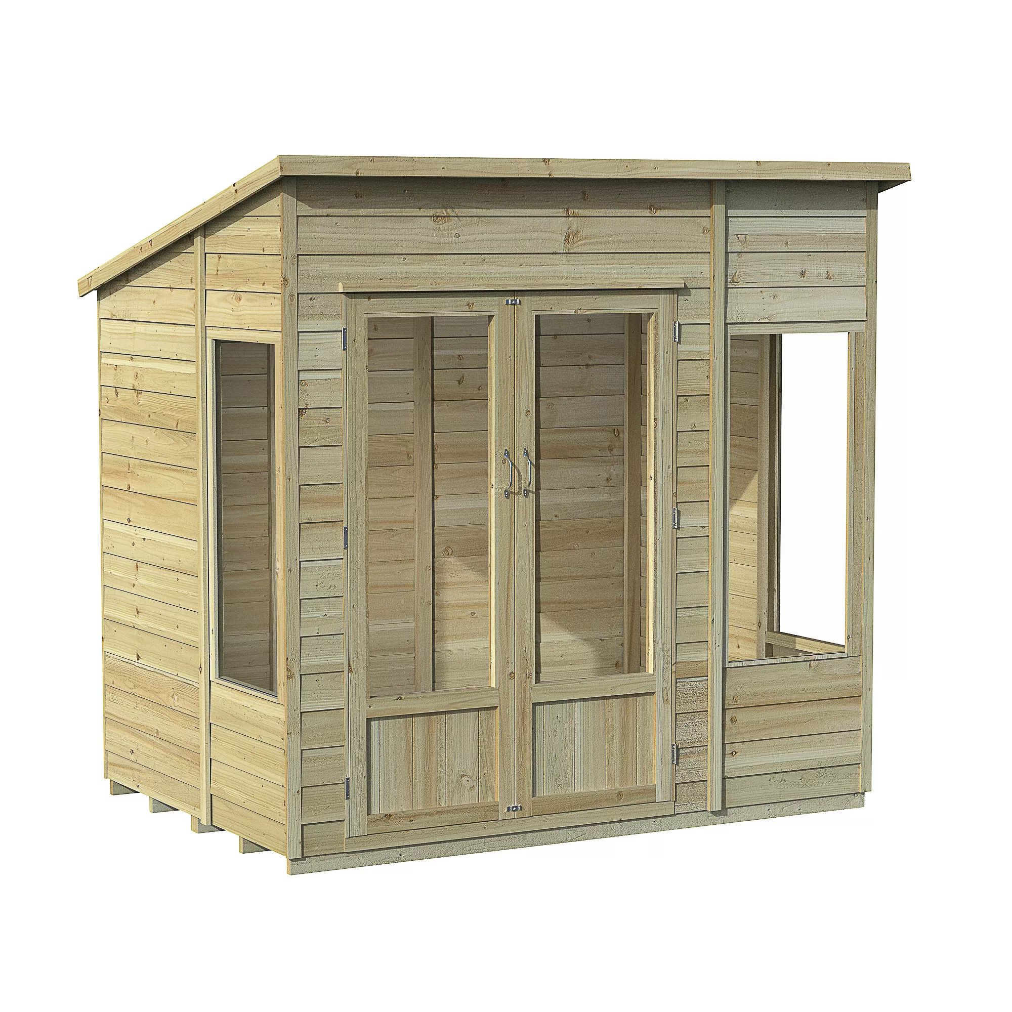 Forest Garden Oakley 7x5 Pent Overlap Solid Wood Summer House With Double Door 2 Forest Garden Oakley 7x5 Pent Overlap Solid Wood Summer House With Double Door - Image 2