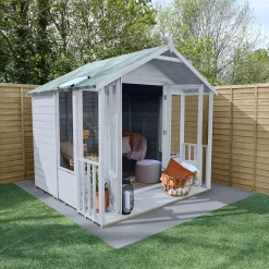Forest Garden Oakley 7x7 Apex Overlap Solid Wood Summer House With Double Door - Assembly Service Included -Garden Shop forest garden oakley 7x7 apex overlap solid wood summer house with double door assembly service included5013053188644 02i bq