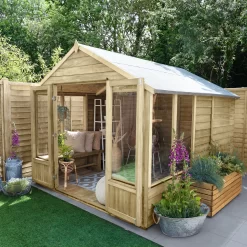 Forest Garden Oakley 8x10 Apex Overlap Solid Wood Summer House With Double Door - Assembly Service Included -Garden Shop forest garden oakley 8x10 apex overlap solid wood summer house with double door assembly service included5013053188781 02i bq