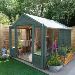 Forest Garden Oakley 8x10 Apex Overlap Solid Wood Summer House With Double Door -Garden Shop forest garden oakley 8x10 apex overlap solid wood summer house with double door5013053188781 03i bq