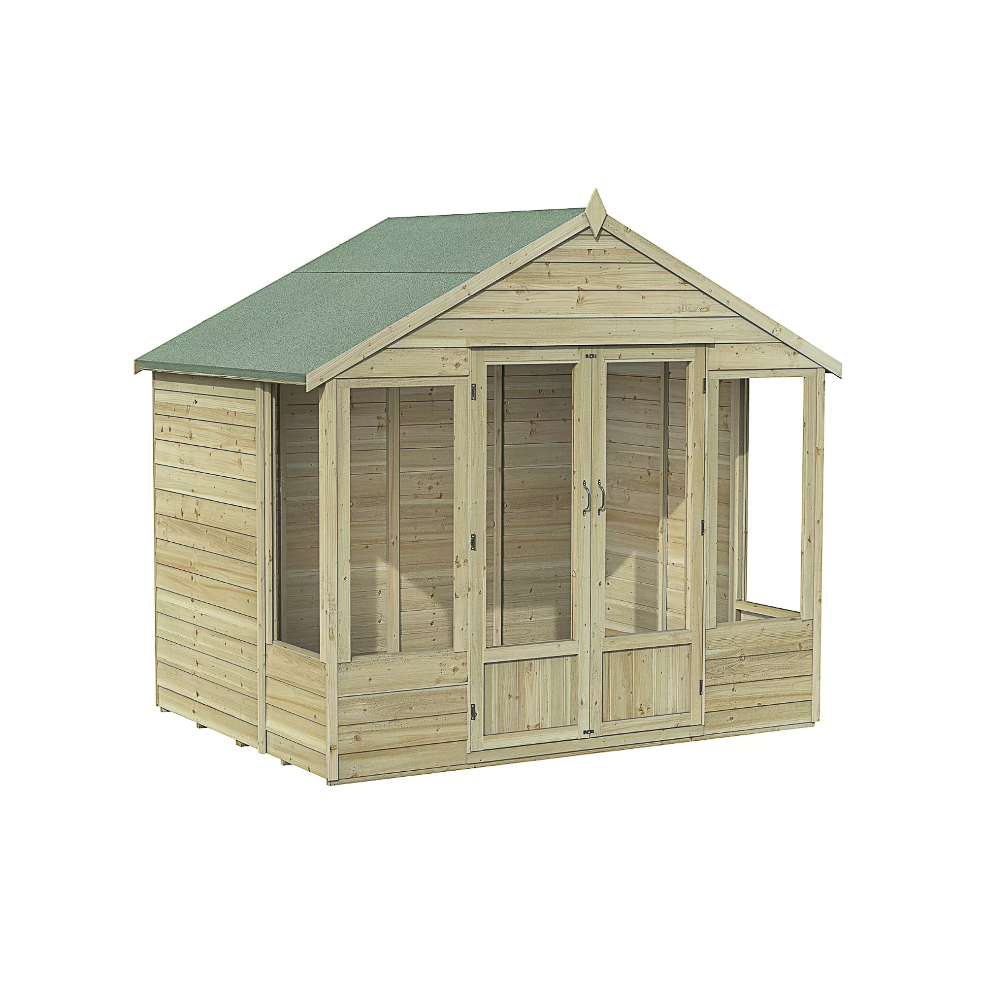 Forest Garden Oakley 8x6 Apex Overlap Solid Wood Summer House With Double Door (Base Included) 2 Forest Garden Oakley 8x6 Apex Overlap Solid Wood Summer House With Double Door (Base Included) - Image 2