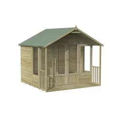 Forest Garden Oakley 8x8 Apex Overlap Solid Wood Summer House With Double Door - Assembly Service Included
