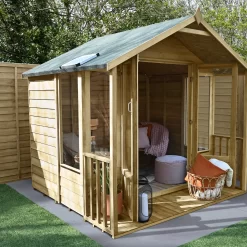 Forest Garden Oakley 8x8 Apex Overlap Solid Wood Summer House With Double Door (Base Included) -Garden Shop forest garden oakley 8x8 apex overlap solid wood summer house with double door base included 5013053188729 01i bq