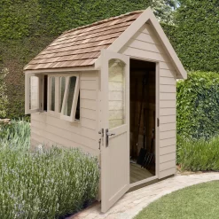 Forest Retreat 8x5 Apex Pressure Treated Overlap Cream Shed With Floor - Assembly Service Included