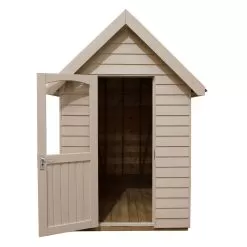 Forest Retreat 8x5 Apex Pressure Treated Overlap Cream Shed With Floor - Assembly Service Included -Garden Shop forest retreat 8x5 apex pressure treated overlap cream shed with floor assembly service included5013053176535 04c bq