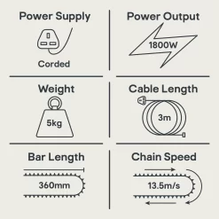FPCS1800A 1800W 220-240V Corded 360mm Chainsaw -Garden Shop fpcs1800a 1800w 220 240v corded 360mm chainsaw3663602627401 01t EN bq