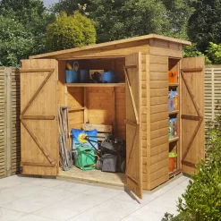 GoodHome Clapperton 6x4 Ft Pent Shiplap Wooden 2 Door Shed With Floor (Base Included) -Garden Shop goodhome clapperton 6x4 ft pent shiplap wooden 2 door shed with floor base included 5059340270142 07i