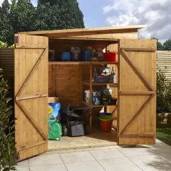 GoodHome Clapperton 6x4ft Pent Dip Treated Shiplap Shed With Floor -Garden Shop goodhome clapperton 6x4ft pent dip treated shiplap shed with floor5059340270135 09i