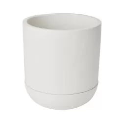 GoodHome White Terracotta Circular Plant Pot (Dia)20.5cm