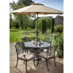 Hartman Amalfi 4 Seater Round Garden Furniture Set With Parasol - Bronze -Garden Shop hartman amalfi 4 seater round garden furniture set with parasol bronze 1 1
