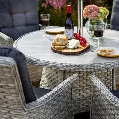 Hartman Heritage 4 Seater Round Dining Set With Parasol - Ash/Slate 11 Hartman Heritage 4 Seater Round Dining Set With Parasol - Ash/Slate -Garden Shop hartman heritage 4 seater round 2