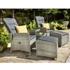 Hartman Heritage 2 Seater Reclining Companion Set - Ash/Slate -Garden Shop heritage grey companion 4