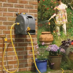 Hozelock 2 In 1 Wall-mounted Hose Pipe Set (L)25m -Garden Shop hozelock 2 in 1 wall mounted hose pipe set l 25m5010646042635 01i bq