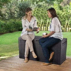 Keter Comfy Wood Effect Plastic Garden Storage Box 270L -Garden Shop keter comfy wood effect plastic garden storage box 270l7290106930179 02i bq