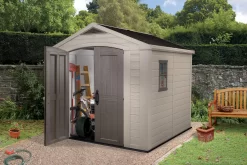 Keter Factor 8x8 Apex Beige Plastic Shed With Floor -Garden Shop keter factor 8x8 apex beige plastic shed with floor7290103664954 01i