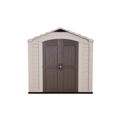 Keter Factor 8x8 Apex Beige Plastic Shed With Floor -Garden Shop keter factor 8x8 apex beige plastic shed with floor7290103664954 02c