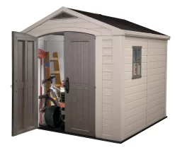 Keter Factor 8x8 Apex Beige Plastic Shed With Floor -Garden Shop keter factor 8x8 apex beige plastic shed with floor7290103664954 22c