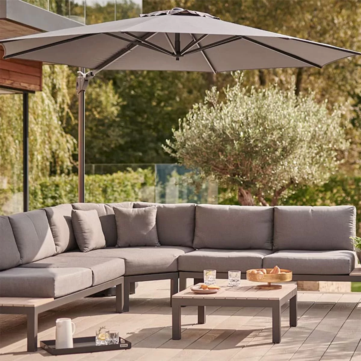 Kettler Round Free Arm Parasol, Slate – 3m 3 Kettler Round Free Arm Parasol, Slate – 3m - Image 3