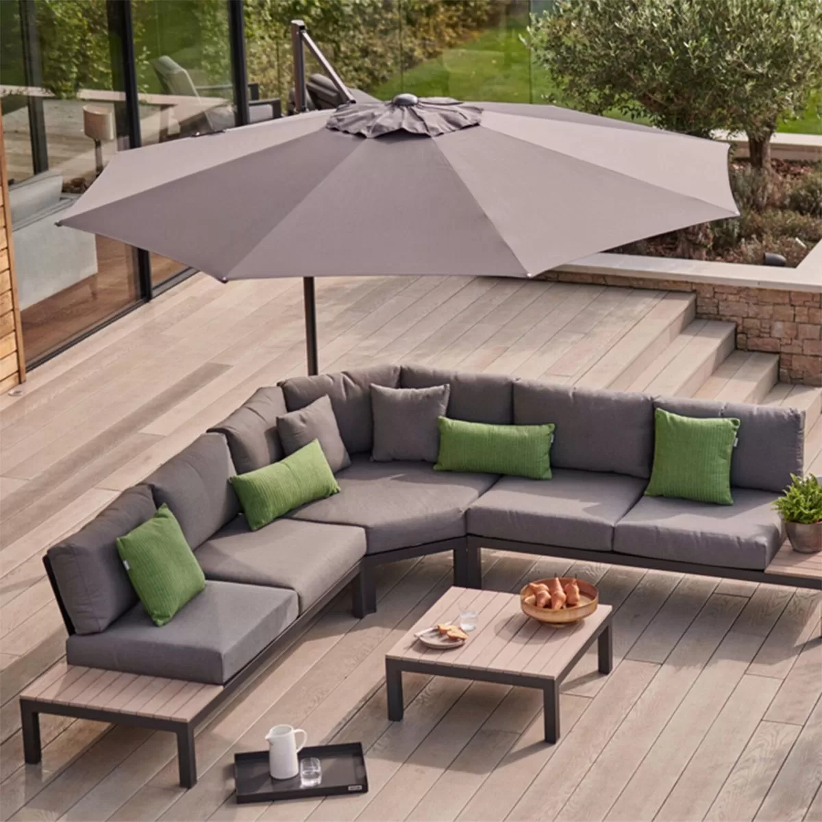 Kettler Round Free Arm Parasol, Slate – 3m 2 Kettler Round Free Arm Parasol, Slate – 3m - Image 2