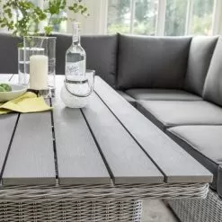 Kettler Palma 8 Seater Corner Dining Set - Whitewash -Garden Shop kettler palma corner set whitewash lifestyle detail