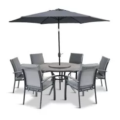 LG Outdoor Turin 6 Seater Round Dining Set With Parasol -Garden Shop lg outdoor turin 6 seater round dining set with parasol 8