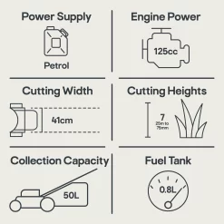 Mac Allister MLMP300H40 125cc Petrol Rotary Lawnmower -Garden Shop mac allister mlmp300h40 125cc petrol rotary lawnmower5059340124537 01t EN bq