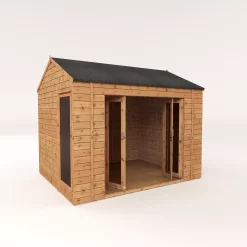 Mercia 10x8 Reverse Apex Tongue & Groove Summer House With Bi-fold Door -Garden Shop mercia 10x8 reverse apex tongue groove summer house with bi fold door5029442089737 03c bq