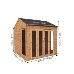 Mercia 8x8 Reverse Apex Tongue & Groove Summer House With Bi-fold Door -Garden Shop mercia 8x8 reverse apex tongue groove summer house with bi fold door5029442089720 01t BQ