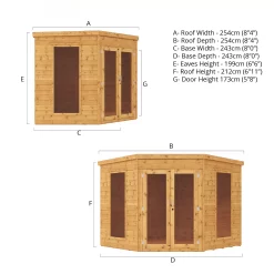 Mercia Corner 8x8 Ft Flat Shiplap Wooden Summer House With Double Door -Garden Shop mercia corner 8x8 ft flat shiplap wooden summer house with double door5029442076553 01t