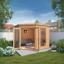 Mercia Corner 8x8 Ft Flat Shiplap Wooden Summer House With Double Door