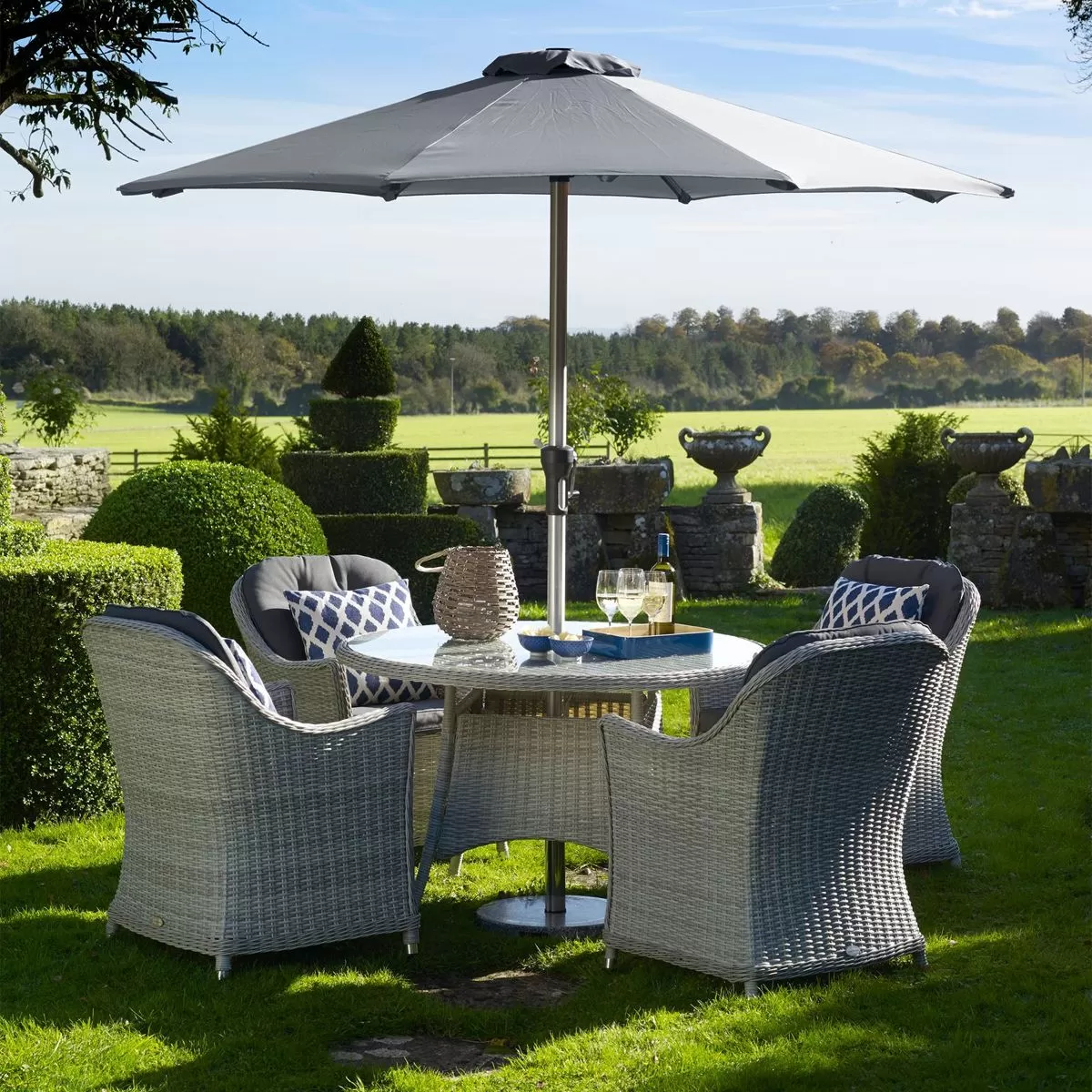 Bramblecrest Monterey 4 Seater Round Dining Set & Parasol 2 Bramblecrest Monterey 4 Seater Round Dining Set & Parasol - Image 2