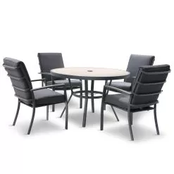 LG Outdoor Monza 4 Seater Dining Set With Parasol -Garden Shop monza 4 seater dining set1